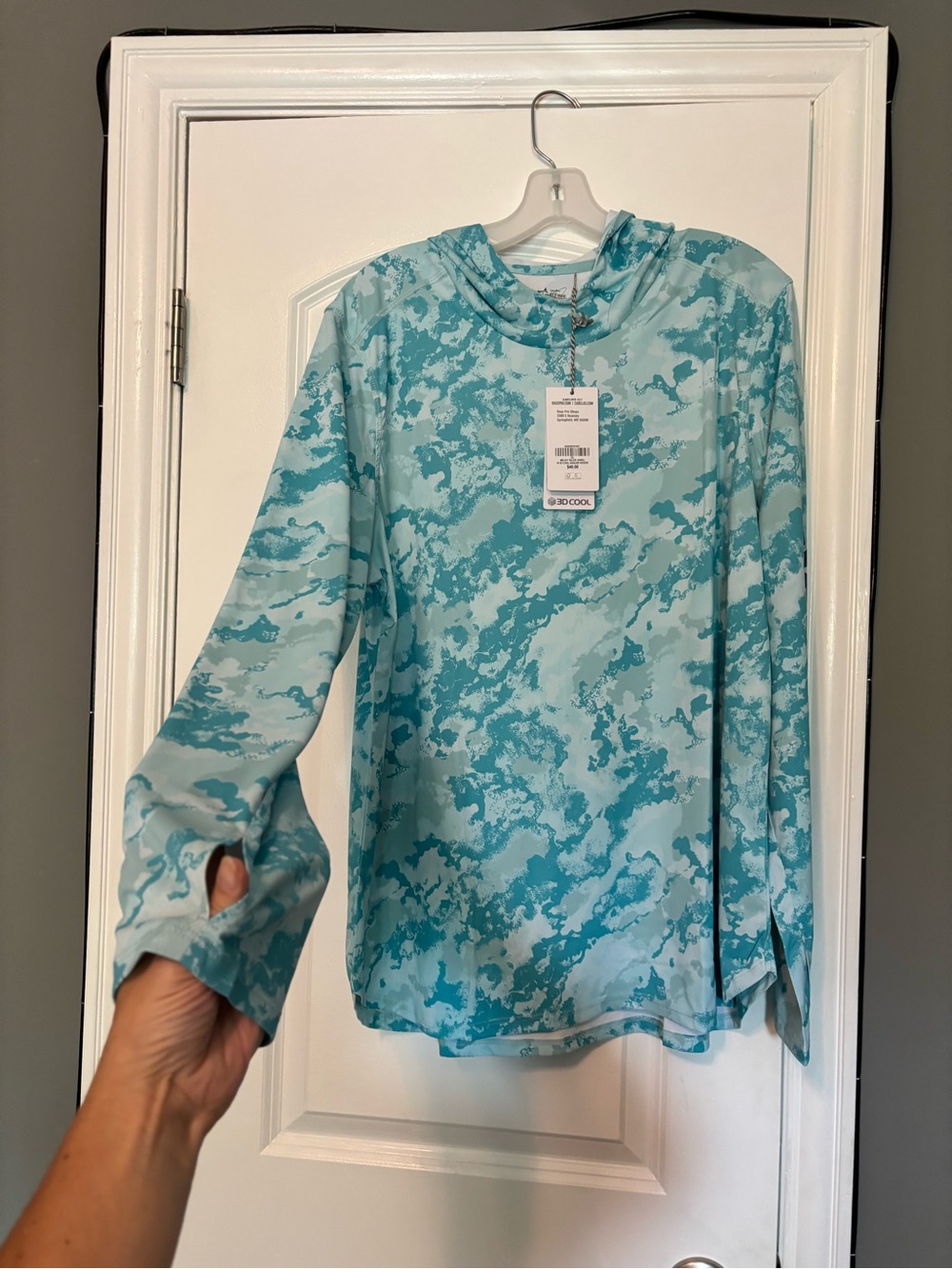 3D Cool Angler Hoodie Bass Pro Shops Milky Blue Swell - Aqua Camo XL